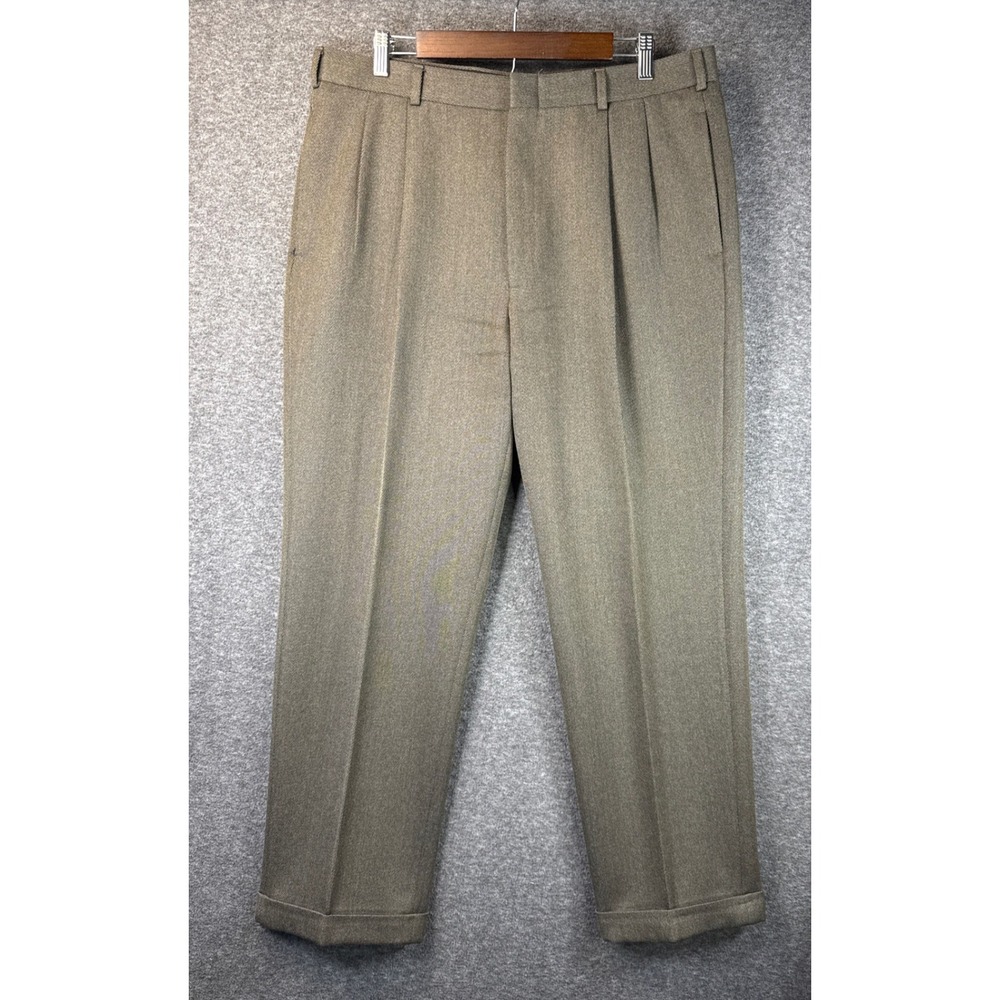 Vintage Brooks Brothers Mens 37x31 Wool Pleated Cuffed Dress Pants Made in USA‎